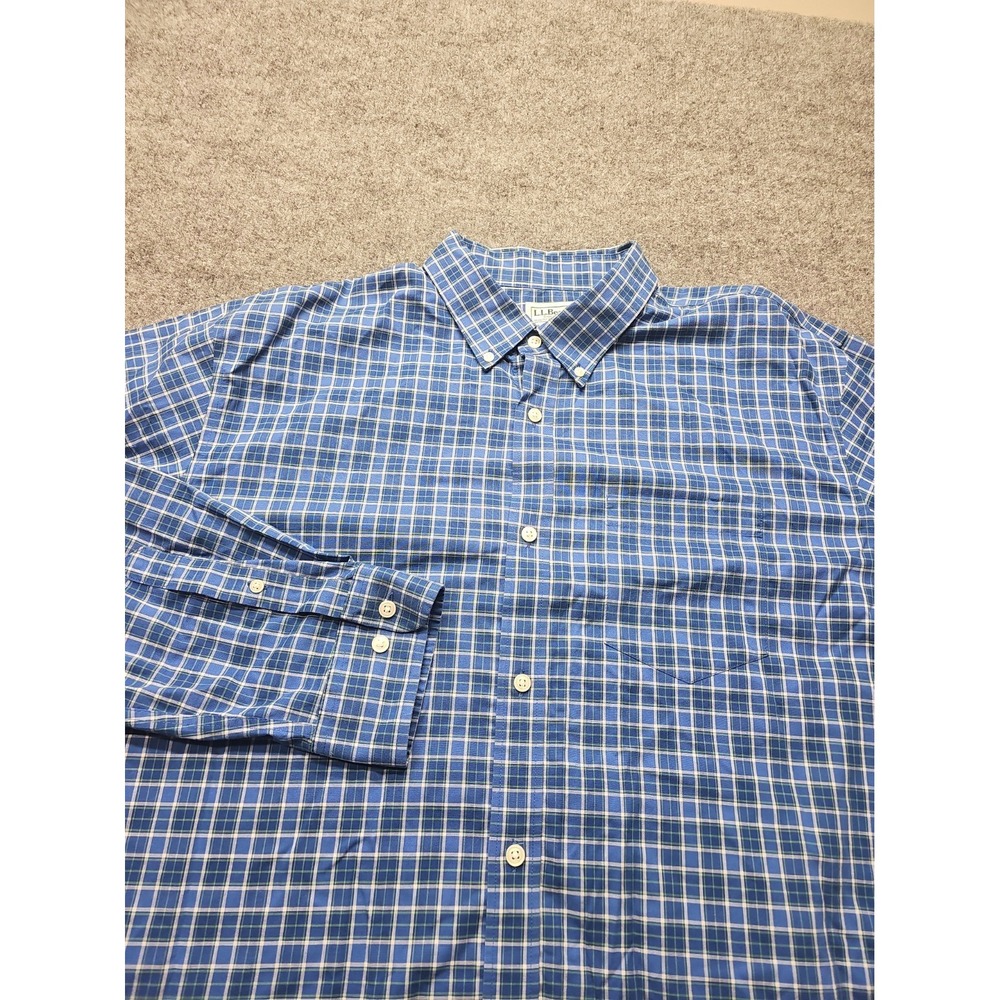 L.L.Bean Traditional Fit Shirt "Men's XL" Blue  Plaid Button Down Long Sleeve